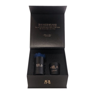Produit Mila-Coffret-00159 Black Baby Box - Mila Classique Baby Noir Classique - Royal blue - Bougie Parfumée - Rose Orientale 