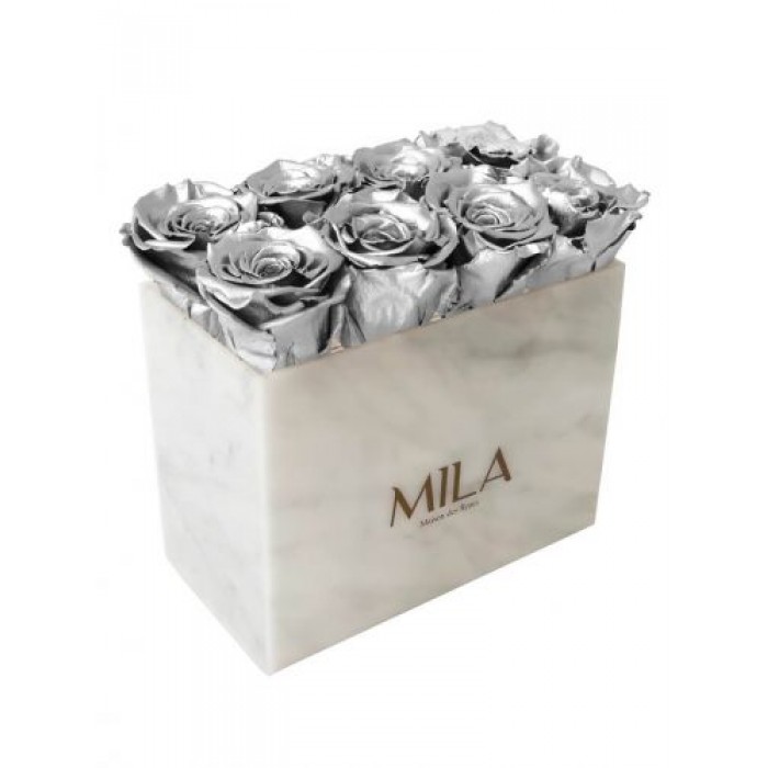 Mila Acrylic White Marble - Metallic Silver