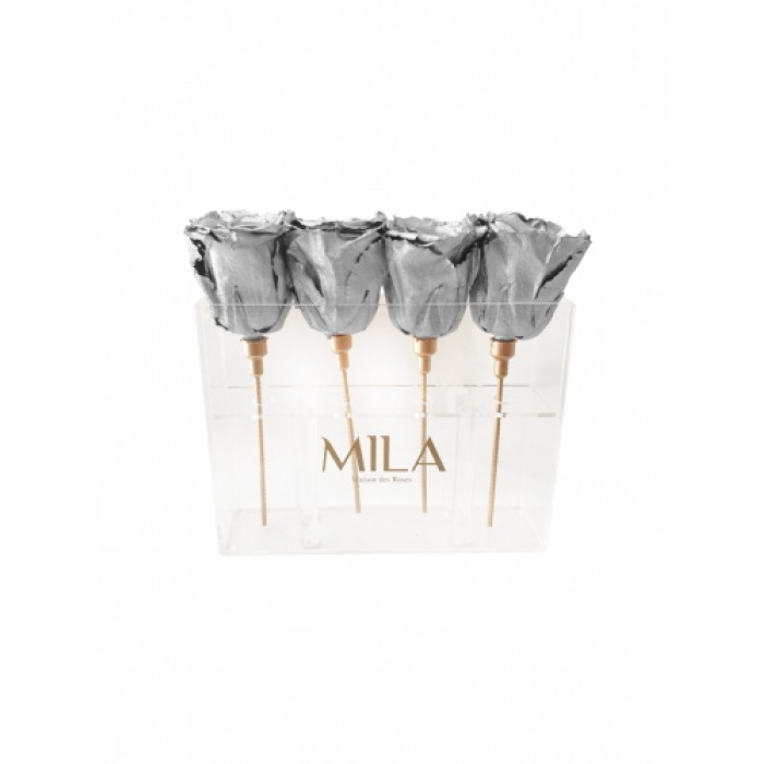 Mila Acrylic Mini Table - Metallic Silver
