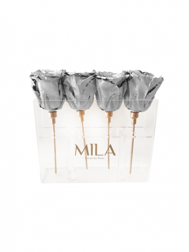 Produit Mila-Roses-00443 Mila Acrylic Mini Table - Metallic Silver