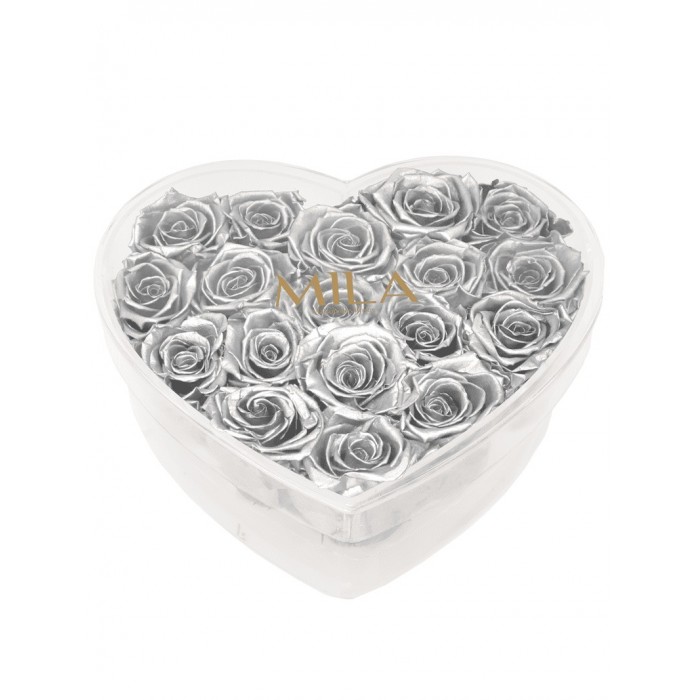 Mila Acrylic Large Heart - Metallic Silver