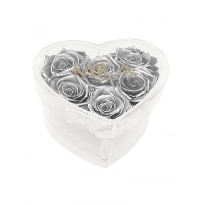 Produit Mila-Roses-00611 Mila Acrylic Small Heart - Metallic Silver