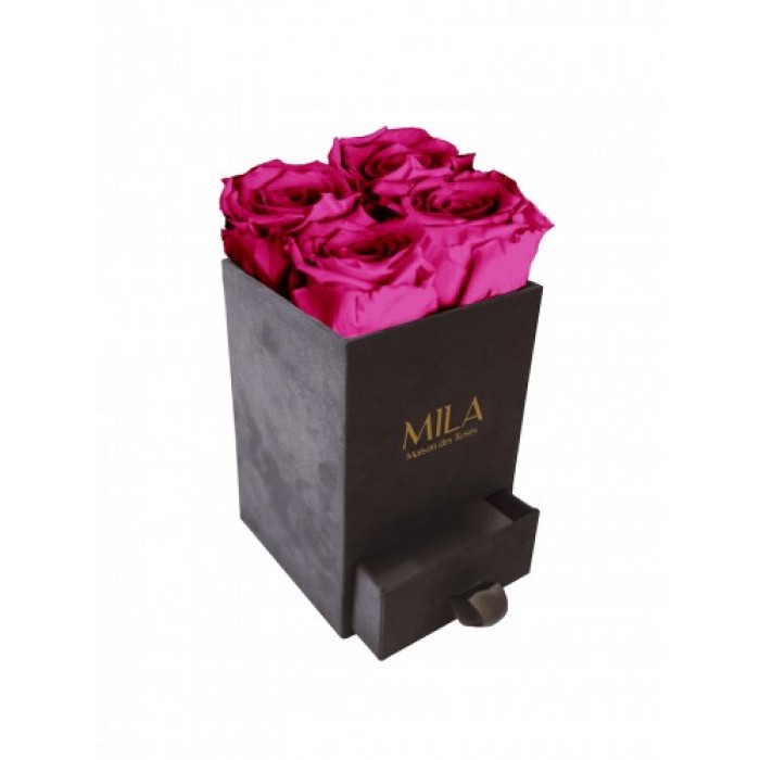 Mila Velvet Mini Dark Grey Velvet Mini - Fuchsia