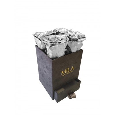Produit Mila-Roses-00764 Mila Velvet Mini Dark Grey Velvet Mini - Metallic Silver