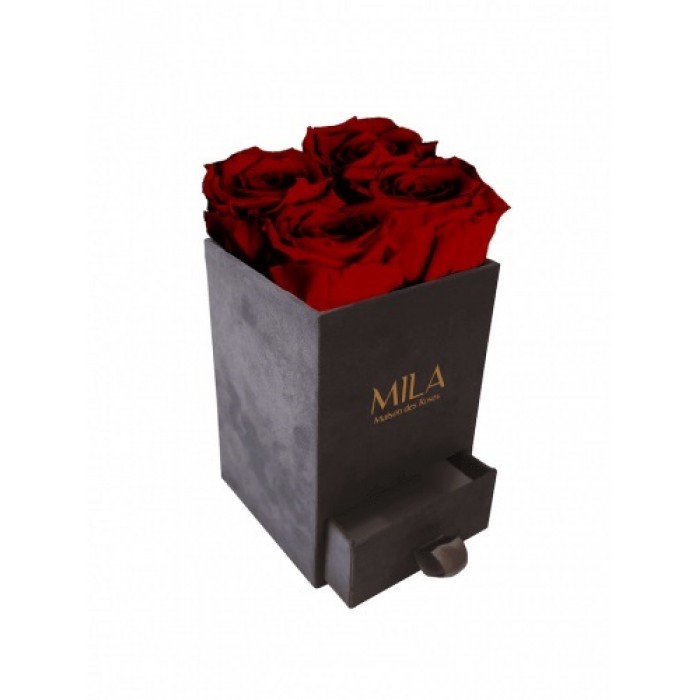 Mila Velvet Mini Dark Grey Velvet Mini - Rubis Rouge