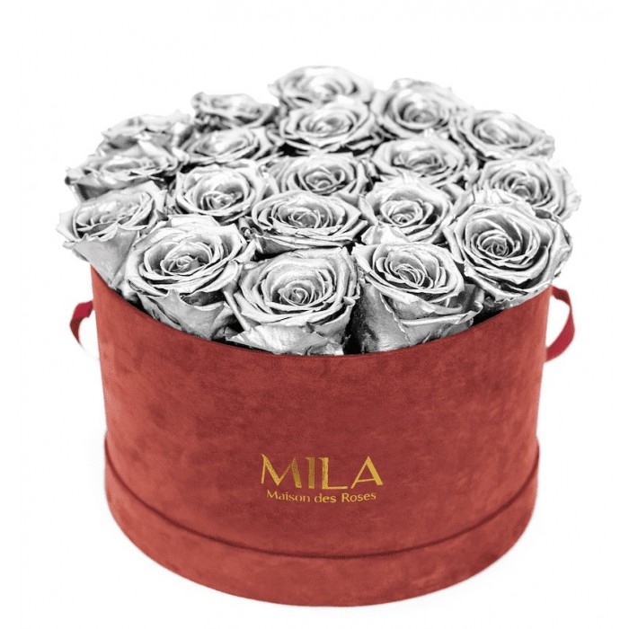 Mila Burgundy Velvet Large - Metallic Silver