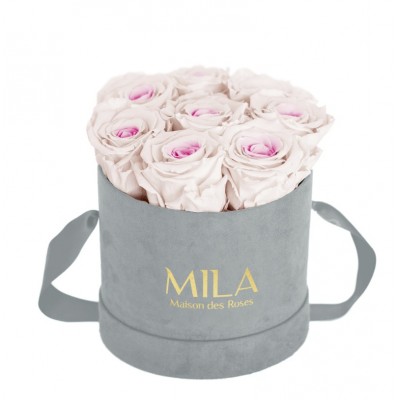 Produit Mila-Roses-01040 Mila Velvet Small Light Grey Velvet Small - Pink bottom