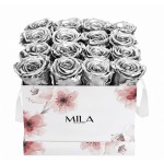  Mila-Roses-01249 Mila Limited Edition Flower Medium - Metallic Silver