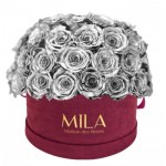  Mila-Roses-01616 Mila Classique Large Dome Burgundy - Metallic Silver