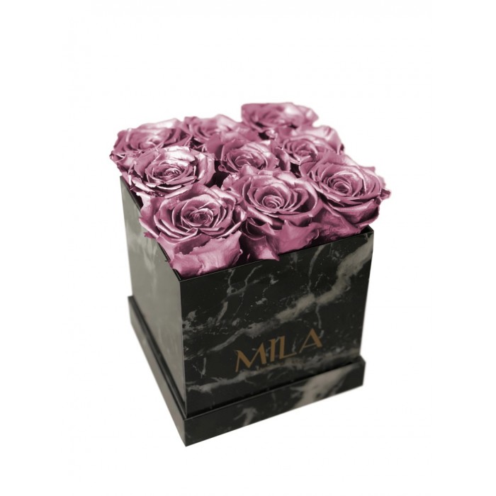 Mila Acrylic Black Marble - Metallic Rose Gold