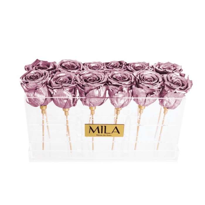 Mila Acrylic Table - Metallic Rose Gold