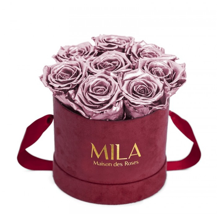 Mila Velvet Small Burgundy Velvet Small - Metallic Rose Gold