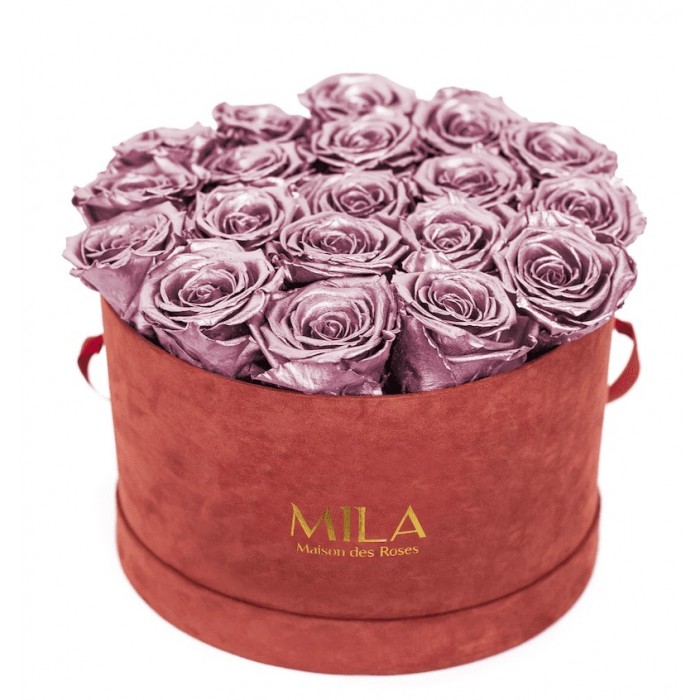 Mila Burgundy Velvet Large - Metallic Rose Gold