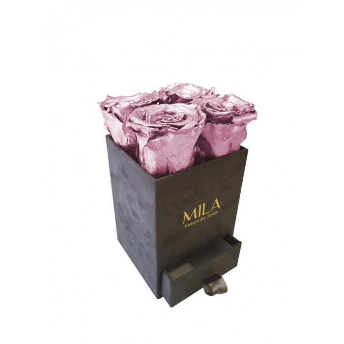 Mila Velvet Mini Dark Grey Velvet Mini - Metallic Rose Gold