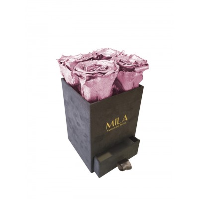 Produit Mila-Roses-01896 Mila Velvet Mini Dark Grey Velvet Mini - Metallic Rose Gold