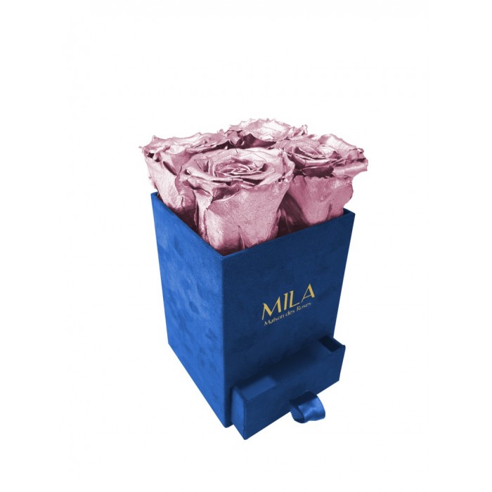 Mila Velvet Mini Royal Blue Velvet Mini - Metallic Rose Gold