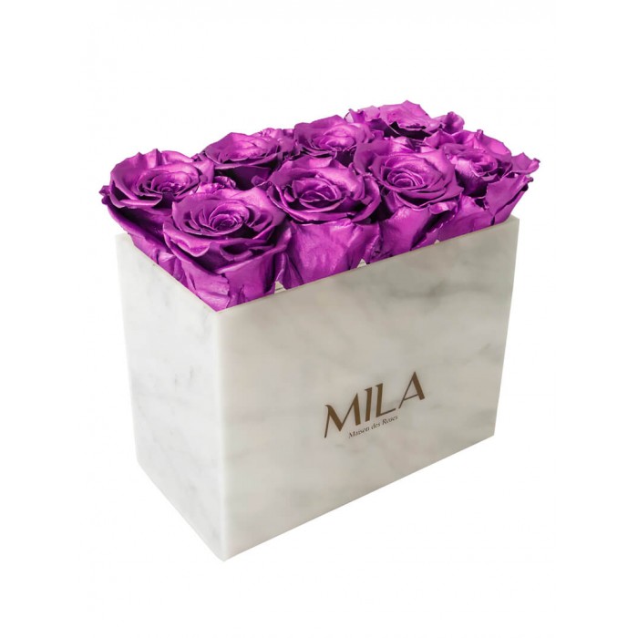 Mila Acrylic White Marble - Metallic Pink