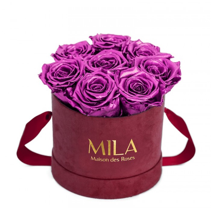 Mila Velvet Small Burgundy Velvet Small - Metallic Pink