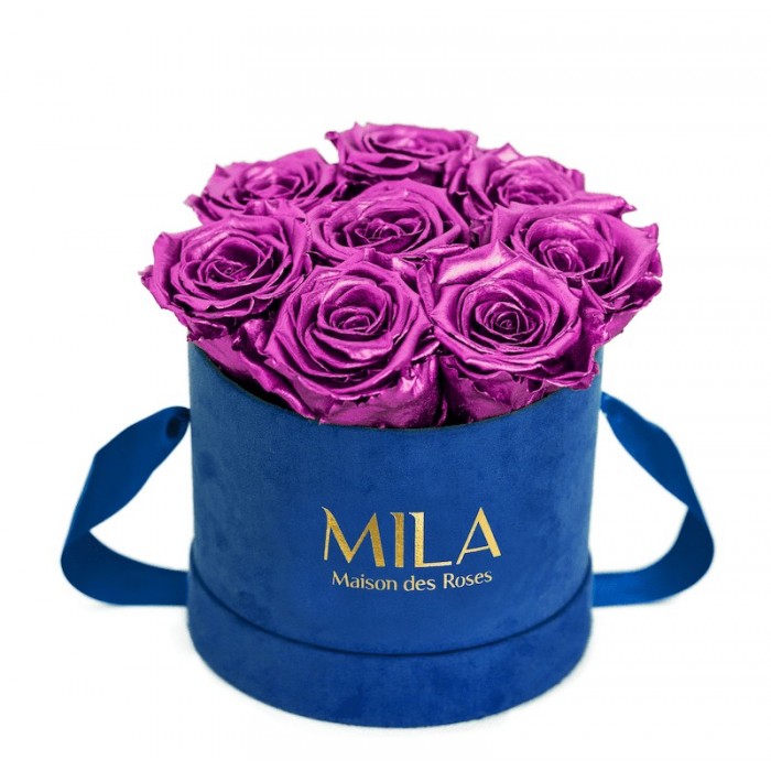 Mila Velvet Small Royal Blue Velvet Small - Metallic Pink