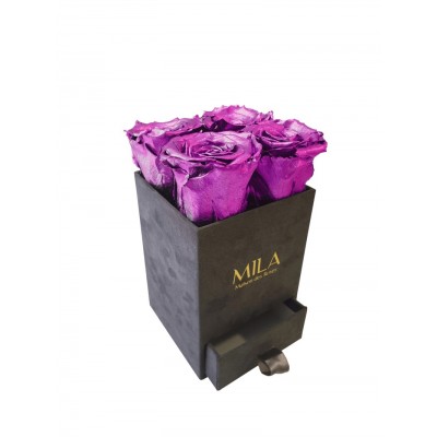 Produit Mila-Roses-02128 Mila Velvet Mini Dark Grey Velvet Mini - Metallic Pink